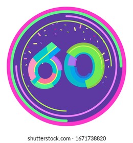 Numbers party lines tinsel dynamics_60 anniversary followers. Stylish cheerful figures for the design of posters, booklets, brochures, banners. Infographics advertisement.