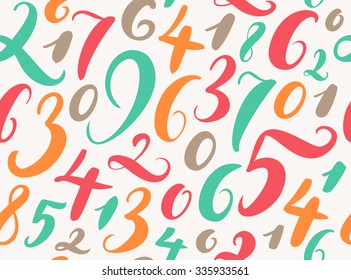 Numbers Pattern Seamless Pattern Handwritten Numbers Stock Vector ...