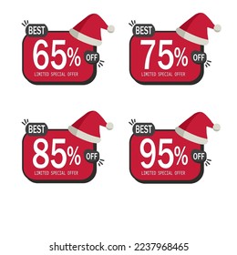 numbers percent off limited christmas special offer with red square balloon.