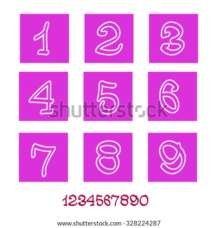 Numbers in pink square icons 