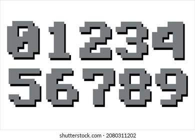 numbers pixel or block style videogame