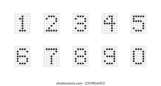 Numbers in pixel style. Numbers from zero to nine. Vector scalable graphics