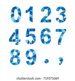 Numbers with polygonal style in blue