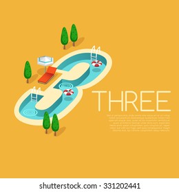 Numbers with pool party elements : Vector Illustration