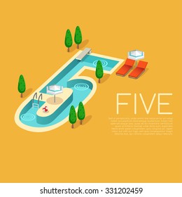 Numbers with pool party elements : Vector Illustration