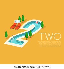 Numbers with pool party elements : Vector Illustration