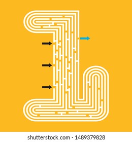 the numbers puzzle. Maze of numbers. Vector graphics. Find a way.