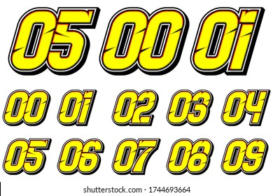 Numbers race icon set vector. Simple set of racing numbers. Flat design, Editable. Vector Illustration EPS 10