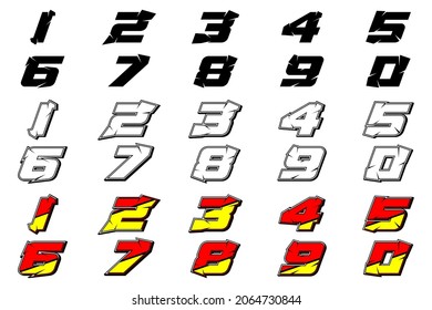 Numbers race icon set vector. Simple set of racing numbers. Flat design, Editable. Vector Illustration EPS 10