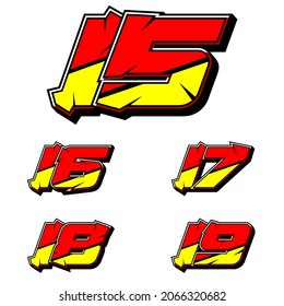 Numbers race icon set vector. Simple set of racing numbers. Flat design, Editable. Vector Illustration EPS 10