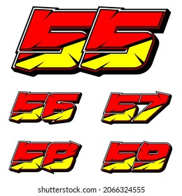 Numbers race icon set vector. Simple set of racing numbers. Flat design, Editable. Vector Illustration EPS 10
