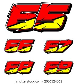 Numbers race icon set vector. Simple set of racing numbers. Flat design, Editable. Vector Illustration EPS 10