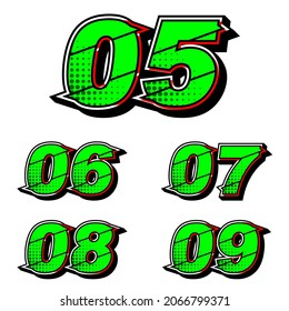 Numbers race icon set vector. Simple set of racing numbers. Flat design, Editable. Vector Illustration EPS 10