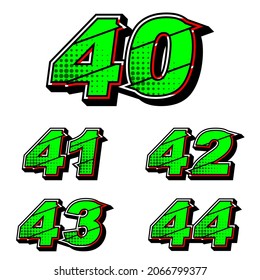 Numbers race icon set vector. Simple set of racing numbers. Flat design, Editable. Vector Illustration EPS 10