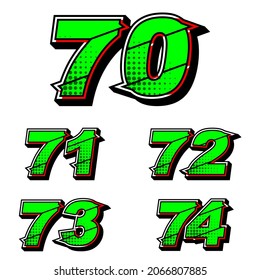Numbers race icon set vector. Simple set of racing numbers. Flat design, Editable. Vector Illustration EPS 10