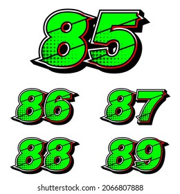 Numbers race icon set vector. Simple set of racing numbers. Flat design, Editable. Vector Illustration EPS 10