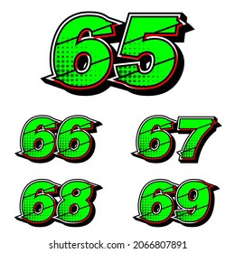 Numbers race icon set vector. Simple set of racing numbers. Flat design, Editable. Vector Illustration EPS 10