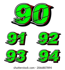 Numbers race icon set vector. Simple set of racing numbers. Flat design, Editable. Vector Illustration EPS 10