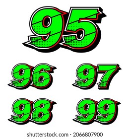 Numbers race icon set vector. Simple set of racing numbers. Flat design, Editable. Vector Illustration EPS 10