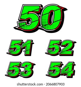 Numbers race icon set vector. Simple set of racing numbers. Flat design, Editable. Vector Illustration EPS 10