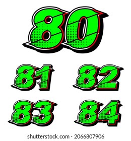 Numbers race icon set vector. Simple set of racing numbers. Flat design, Editable. Vector Illustration EPS 10