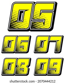 Numbers race icon set vector. Simple set of racing numbers. Flat design with Halftone, Editable. Vector Illustration EPS 10