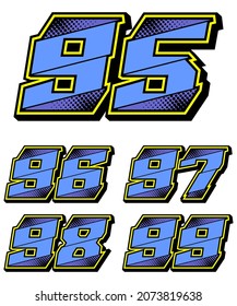 Numbers race icon set vector. Simple set of racing numbers. Flat design with Halftone, Editable. Vector Illustration EPS 10