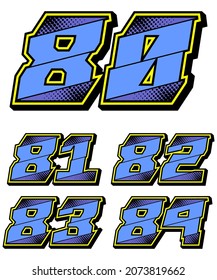 Vector de conjunto de iconos de raza de números. Simple conjunto de números de carreras. Diseño plano con semitono, editable. Vector Illustration EPS 10