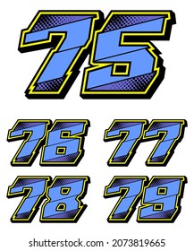 Numbers race icon set vector. Simple set of racing numbers. Flat design with Halftone, Editable. Vector Illustration EPS 10