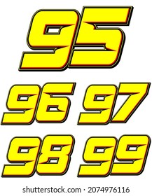 Numbers race icon set vector. Simple set of racing numbers. Flat design, Editable. Vector Illustration EPS 10