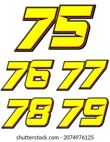 Numbers race icon set vector. Simple set of racing numbers. Flat design, Editable. Vector Illustration EPS 10