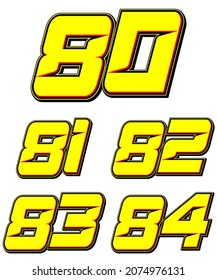Numbers race icon set vector. Simple set of racing numbers. Flat design, Editable. Vector Illustration EPS 10