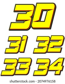 Numbers race icon set vector. Simple set of racing numbers. Flat design, Editable. Vector Illustration EPS 10