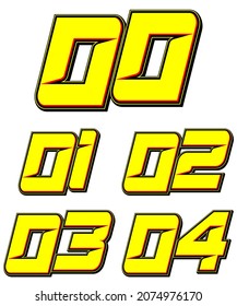 Numbers race icon set vector. Simple set of racing numbers. Flat design, Editable. Vector Illustration EPS 10