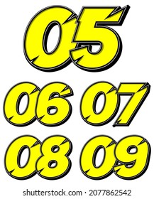 Numbers race icon set vector. Simple set of racing numbers. Flat design, Editable. Vector Illustration EPS 10