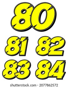 Numbers race icon set vector. Simple set of racing numbers. Flat design, Editable. Vector Illustration EPS 10