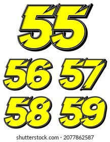Numbers race icon set vector. Simple set of racing numbers. Flat design, Editable. Vector Illustration EPS 10