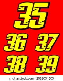 Numbers race icon set vector. Simple set of racing numbers. Flat design, Editable. Vector Illustration EPS 10