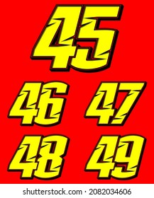 Numbers race icon set vector. Simple set of racing numbers. Flat design, Editable. Vector Illustration EPS 10