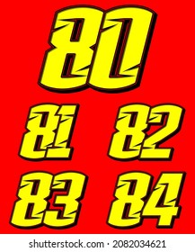 Numbers race icon set vector. Simple set of racing numbers. Flat design, Editable. Vector Illustration EPS 10