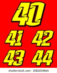 Numbers race icon set vector. Simple set of racing numbers. Flat design, Editable. Vector Illustration EPS 10