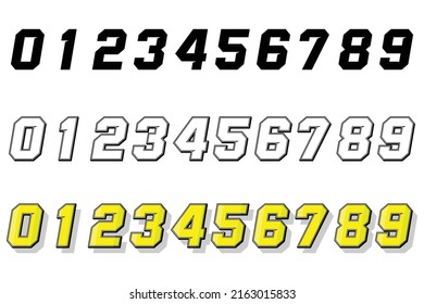 Numbers race icon set vector. Simple set of racing numbers. Flat design, Editable. Vector Illustration EPS 10