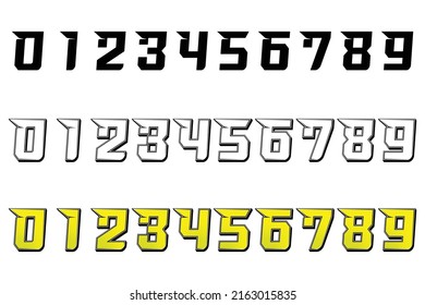 Numbers race icon set vector. Simple set of racing numbers. Flat design, Editable. Vector Illustration EPS 10