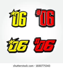 Vectores de iconos de raza de números. Conjunto de números de carreras. Diseño plano, Vector Illustration EPS 10