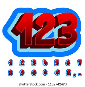 Numbers red comic cartoon