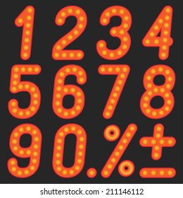 The numbers of red lamps on a black background.