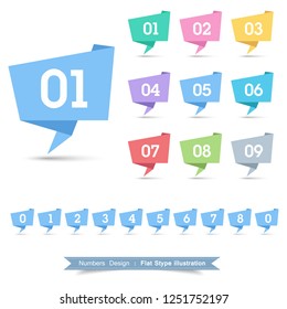 Numbers  Ribbon Icon set with full color vector design element, illustrator