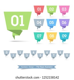 Numbers  Ribbon Icon set with full color vector design element, illustrator