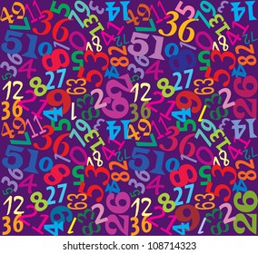 Numbers seamless multicolor background. Figure tile pattern. Learn figures concept. Mathematic education backdrop