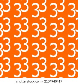 Numbers seamless pattern. Three with light orange background and cover.